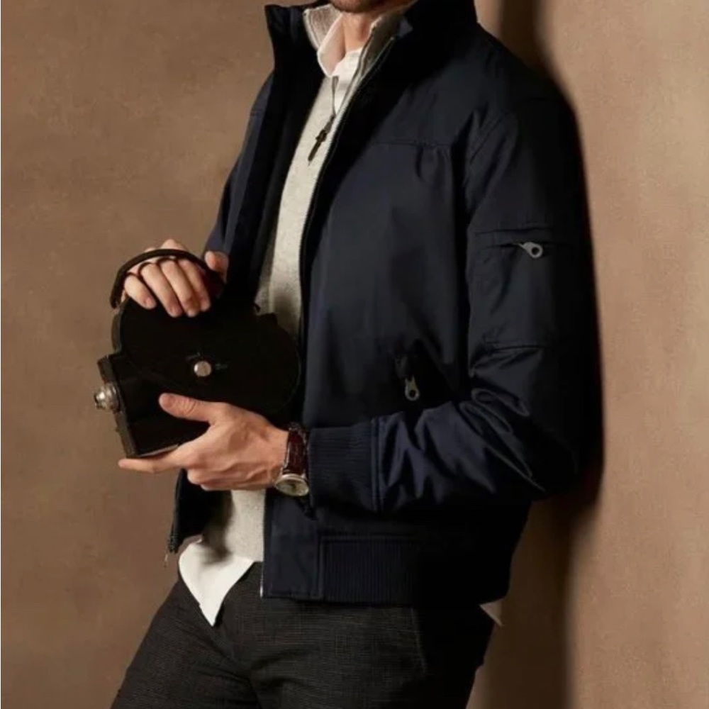 NWT Banana Republic Long Sleeve Water Resistant Navy Flight Jacket Size XL